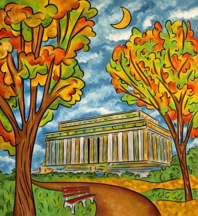 Lincoln Memorial autumn painting