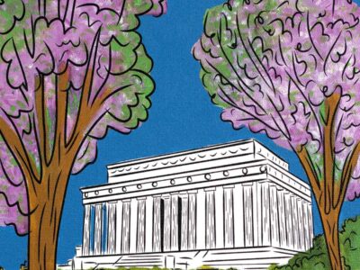 Lincoln Memorial cherry blossom spring painting