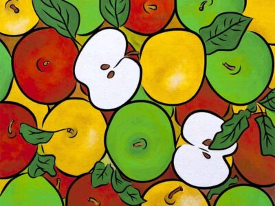 red yellow green apples